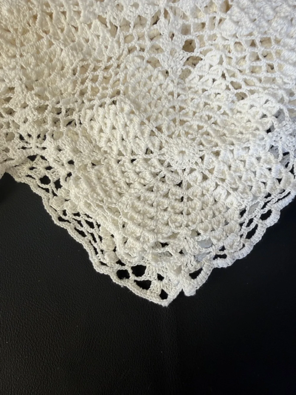 White Popcorn Crochet Bedspread Queen King 110x105 Cottagecore Farmhouse